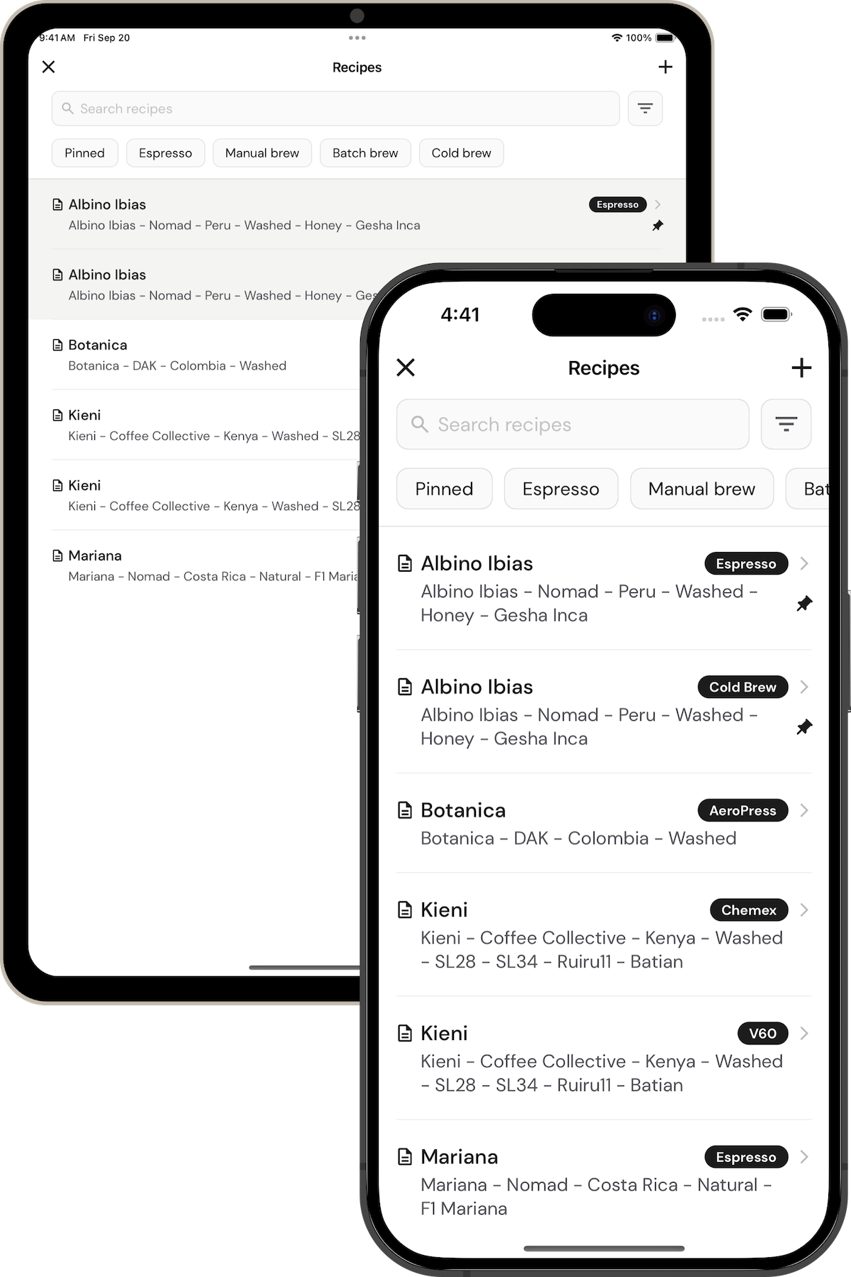 Home Barista App Interface